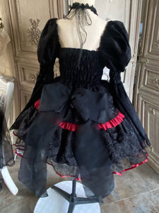 Gothic Lolita Dresses Flowers Lace Black