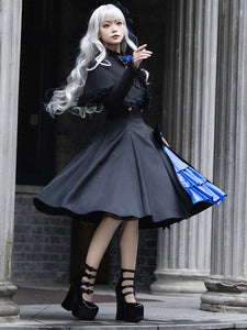Gothic Lolita Dresses Flowers Ruffles Black Black
