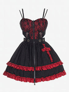 Gothic Lolita Dresses Grommets Lace Red Red