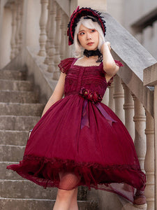 Gothic Lolita Dresses Lace Burgundy Black