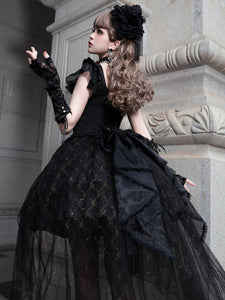 Gothic Lolita Dresses Lace Up Lace Jacquard Black