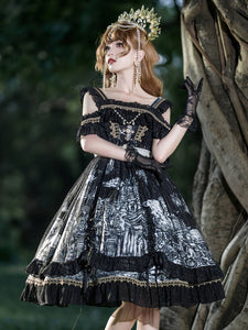 Gothic Lolita Dresses Lace Ruffles Black White