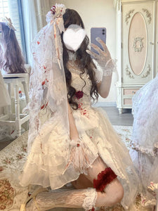 Gothic Lolita Dresses Rose Bows White Adjustable Elastic
