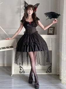 Gothic Lolita Dresses Rose Lace Black Black
