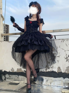Gothic Lolita Dresses Rose Lace Black Black