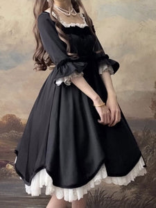 Gothic Lolita Dresses Ruffles Black Black