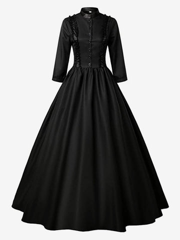 Gothic Lolita Dresses Ruffles Long Sleeves Black Lolita Tea Party Dress