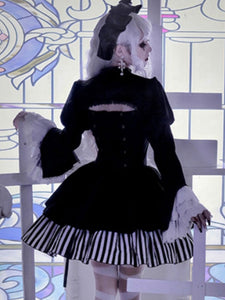 Gothic Lolita Dresses Ruffles Stripes Black