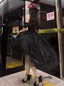 Gothic Lolita Dresses Ruffles Bows Black Ecru White