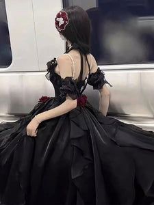 Gothic Lolita Dresses Ruffles Bows Black Ecru White