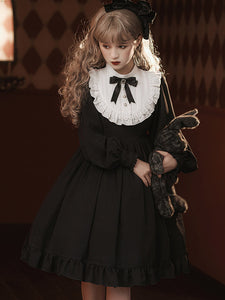 Gothic Lolita Dresses Ruffles Bows Cross Black Black