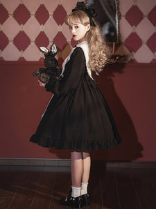 Gothic Lolita Dresses Ruffles Bows Cross Black Black