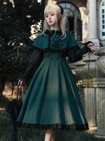 Gothic Lolita Dresses Ruffles Bows Dark Green Dark Green