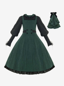 Gothic Lolita Dresses Ruffles Bows Dark Green Dark Green