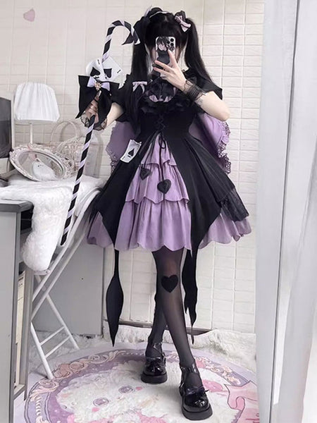 Gothic Lolita Dresses Ruffles Bows Purple Purple