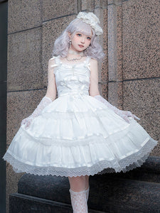 Gothic Lolita Dresses Ruffles Chains White White