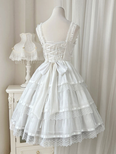 Gothic Lolita Dresses Ruffles Chains White White