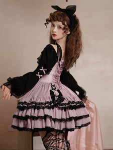 Gothic Lolita Dresses Ruffles Flowers Pink Pink
