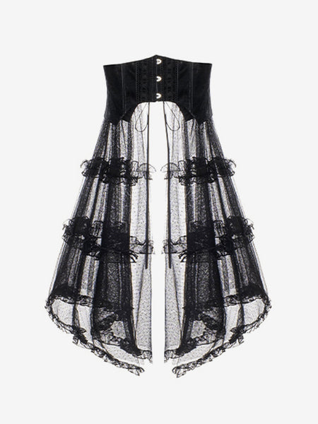 Gothic Lolita Dresses Ruffles Lace Floral Print Black Black