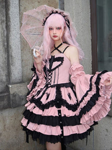 Gothic Lolita Dresses Ruffles Lace Purple Pink