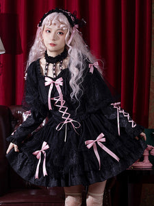 Gothic Lolita Dresses Ruffles Lace Up Black Black