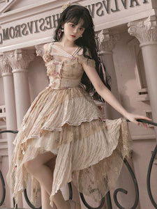 Gothic Lolita Dresses Ruffles Rose Burgundy Ecru White