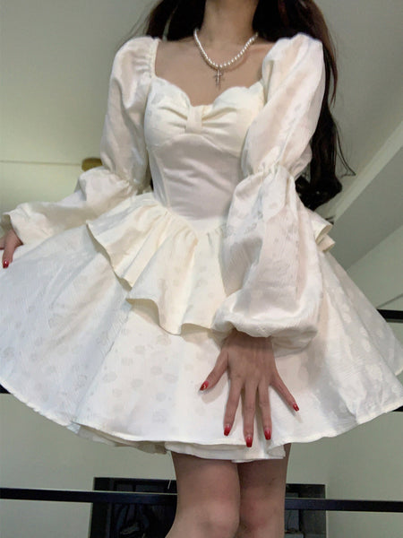 Gothic Lolita Dresses Ruffles Tiered Black Ecru White