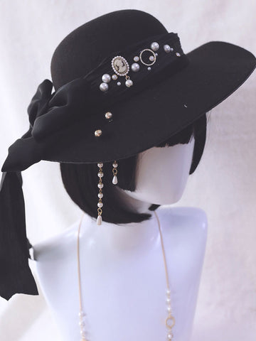 Gothic Lolita Hat Black Chains Accessory Polyester Lolita Accessories