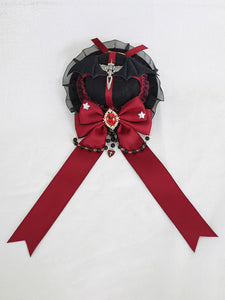 Gothic Lolita Hat Burgundy Ruffles Chains Accessory Lolita Accessories