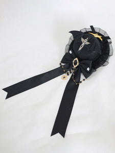Gothic Lolita Hat Burgundy Ruffles Chains Accessory Lolita Accessories