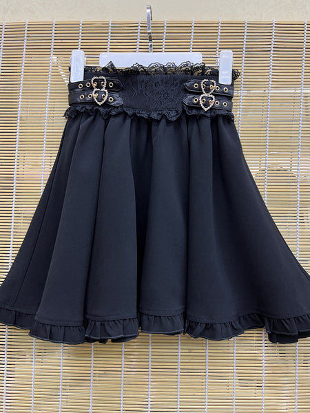 Gothic Lolita SK Black Ruffles Lace Lolita Skirts