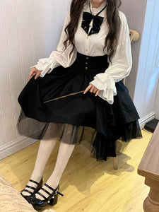 Gothic Lolita SK Black Tiered Lolita Skirts