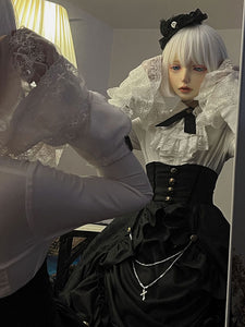 Gothic Lolita SK Ruffles Black Jacquard Lolita Skirts