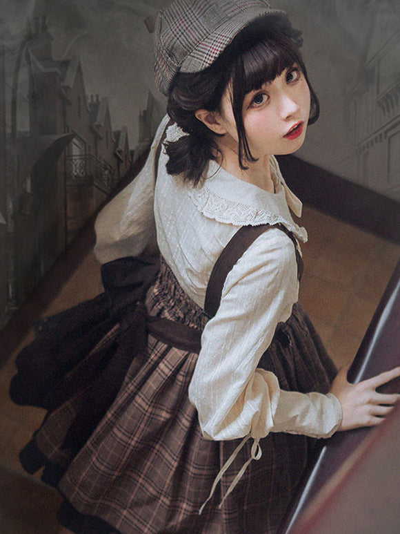 Gothic Lolita SK Ruffles Deep Brown Plaid Lolita Skirts