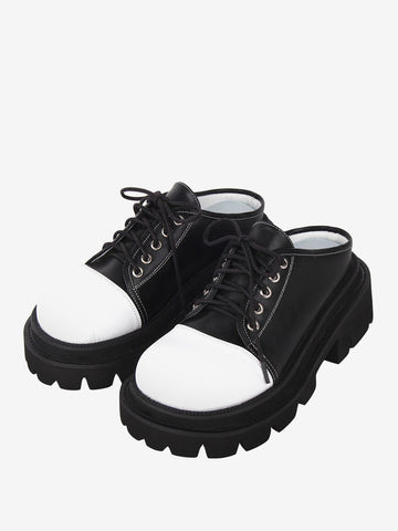 Gothic Lolita Sandals Round Toe PU Leather Black Lolita Summer Shoes