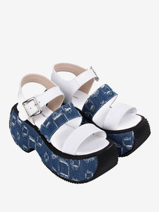 Gothic Lolita Sandals Round Toe Textile White Lolita Summer Shoes