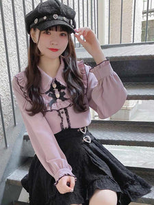 Gothic Lolita Skirt Black Grommets Ruffles Lolita Skirts