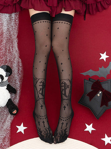 Gothic Lolita Stocking Black Accessory Polyester Lace Lolita Accessories
