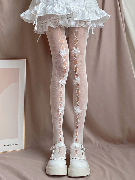 Gothic Lolita Stocking White Flowers Accessory Polyester Lolita Accessories