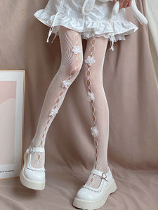 Gothic Lolita Stocking White Flowers Accessory Polyester Lolita Accessories