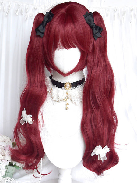 Gothic Lolita Wig Long Heat-resistant Fiber Burgundy Lolita Accessories