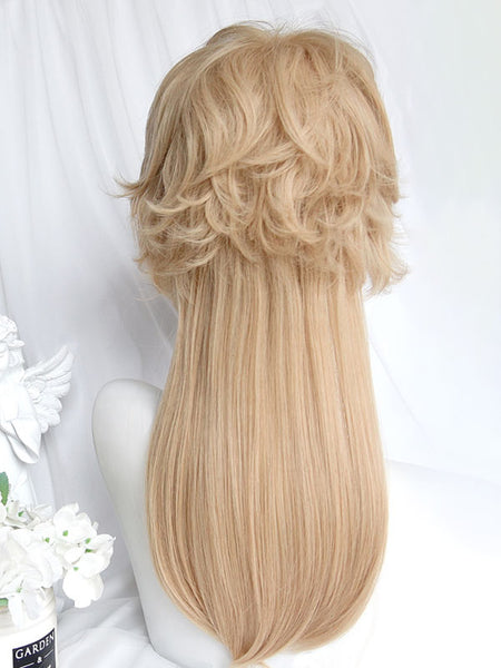 Gothic Lolita Wigs Long Heat-resistant Fiber Light Gold Lolita Accessories