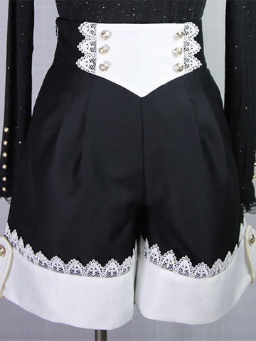 Gothic Ouji Lolita Bloomers Black Lace Straight Lolita Pant