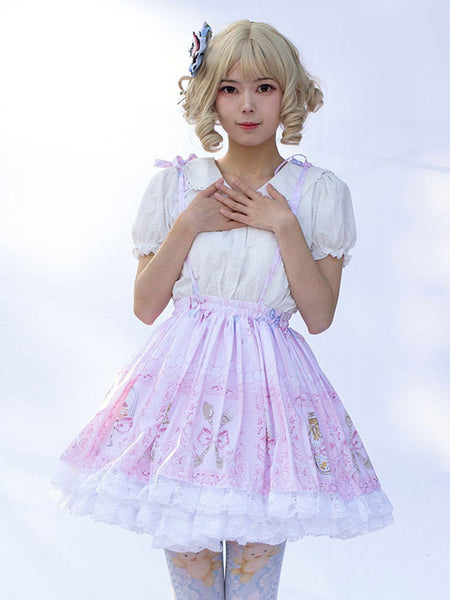 Harajuku Fashion Lolita SK Cardcaptor Sakura   Floral Print As Image Ruffles Lolita Skirts
