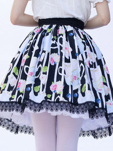 Harajuku Fashion Lolita SK Cardcaptor Sakura   Floral Print Black Ruffles Lolita Skirts