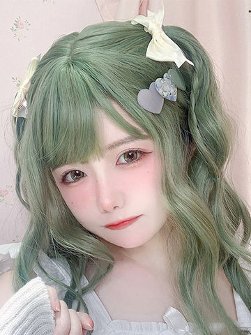 Harajuku Fashion Lolita Wig Green Medium Heat-resistant Fiber Lolita Accessories