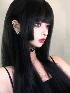 Harajuku Fashion Lolita Wig Long Heat-resistant Fiber Black Lolita Accessories
