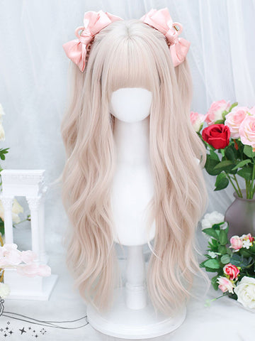 Harajuku Fashion Lolita Wigs Light Apricot Long Heat-resistant Fiber Lolita Accessories