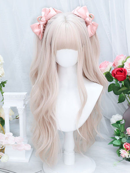 Harajuku Fashion Lolita Wigs Light Apricot Long Heat-resistant Fiber Lolita Accessories