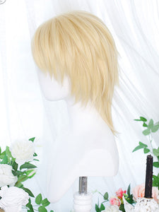Harajuku Fashion Lolita Wigs Light Gold Short Heat-resistant Fiber Lolita Accessories